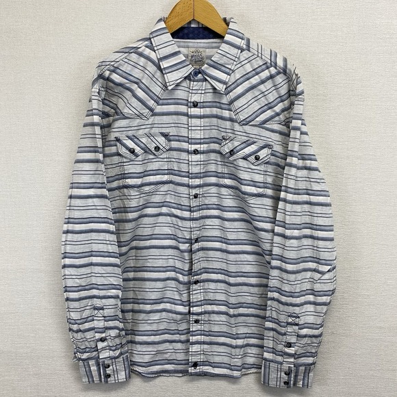 NWT MoonShine Spirit Brad Paisley Marveled Pearl Snap White Gray Plaid‎ Mens XL - Picture 2 of 14